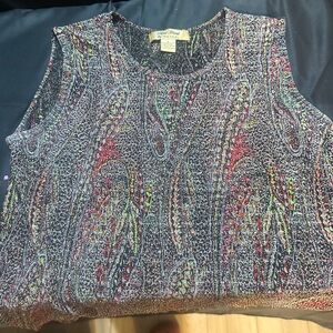 Paisley Print Sleeveless Top-pleat pleat by Rafael size small-#503